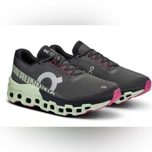 ON Cloudmonster 2 Cloud Running Shoes Asphalt/Lima Gray Green Mens 12.5 Sneaker